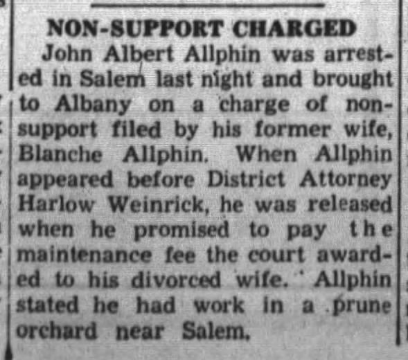 John Albert Allphin arrested for non support